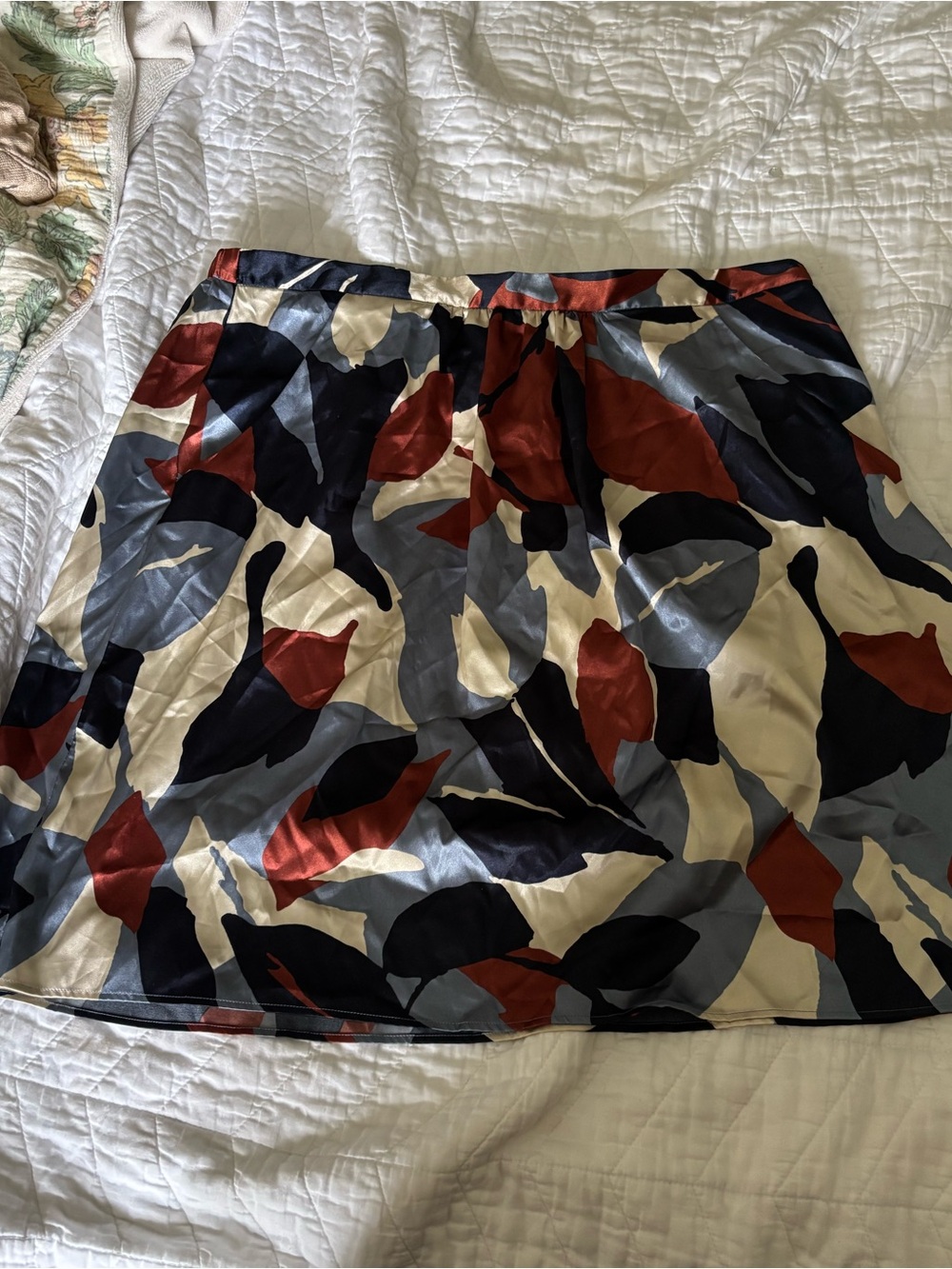 Vera Wang Satin A-Line Skirt in Red, Navy, Gray, Cream